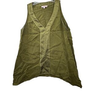 Calypso St Barth 100% Silk‎ & Cupro Dark Olive Green Tank Top Womens Size Medium